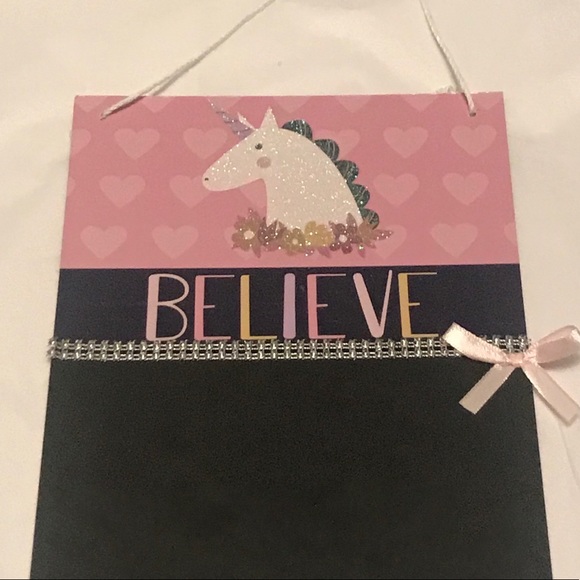 Unicorn "Believe" Hanging Write On Chalkboard - Picture 2 of 13